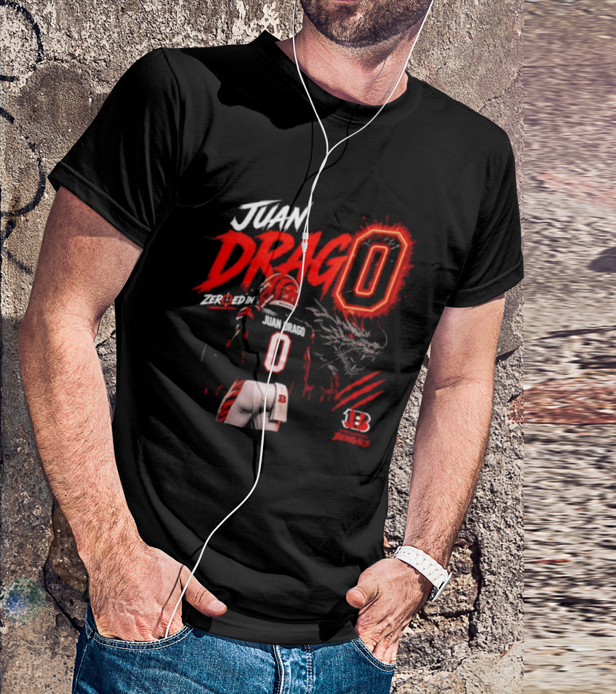Juan Drago 0 Cincinnati Bengals Dragon Claw Football T-Shirt