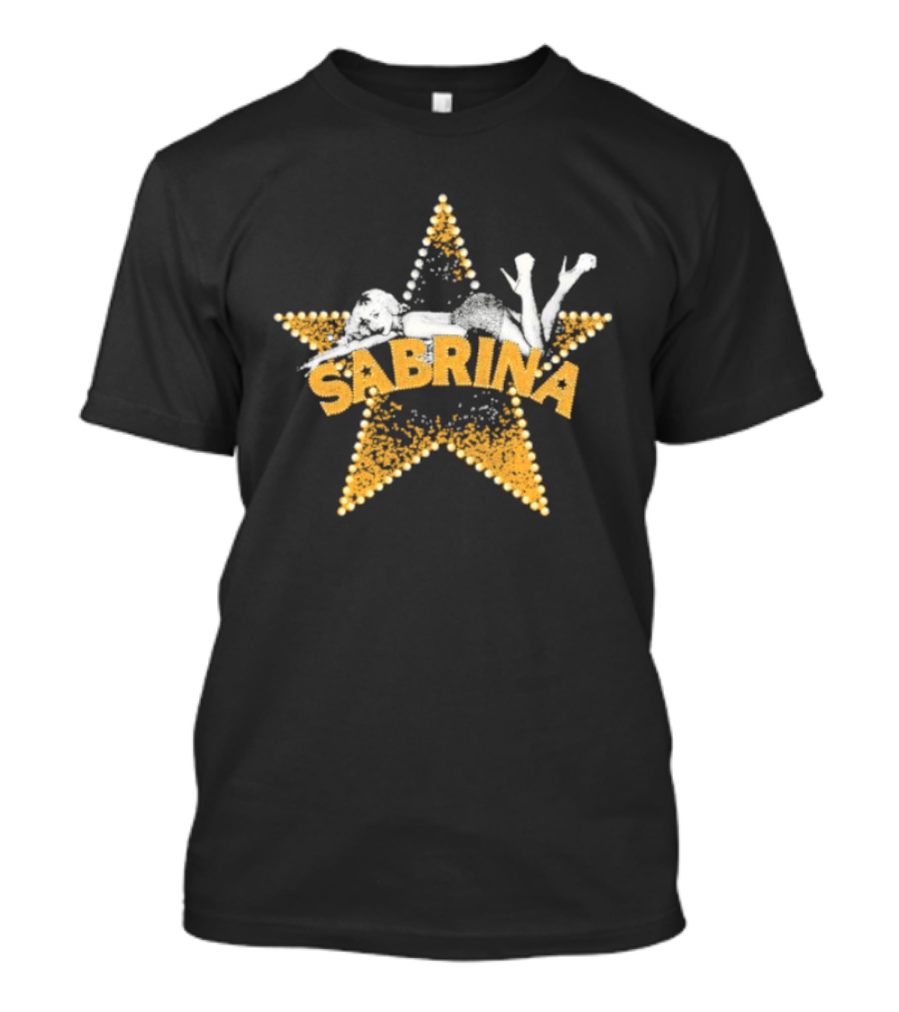 Sabrina Yellow Star With White Outline And Figure T-Shirt