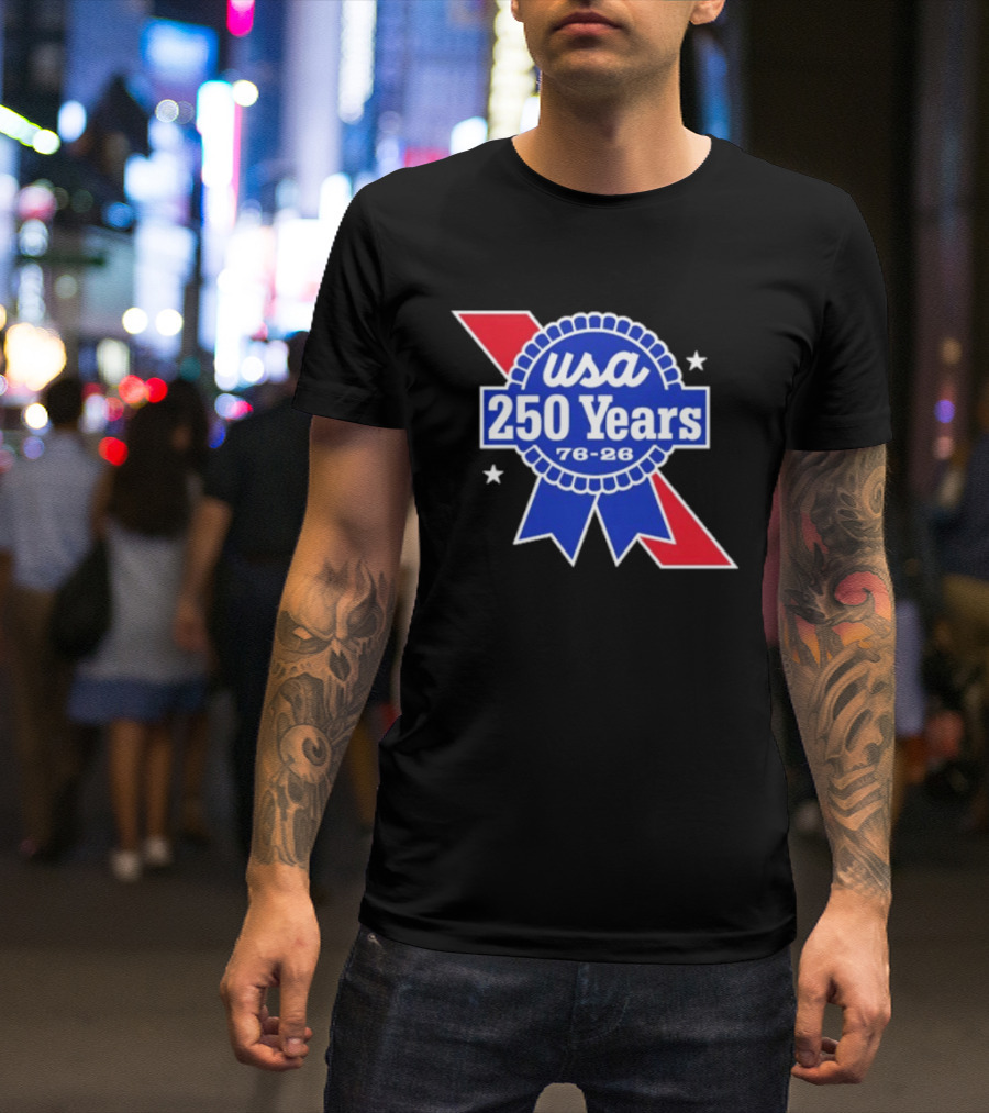 USA 250 Years Blue Ribbon 76 26 Celebration Stars T-Shirt