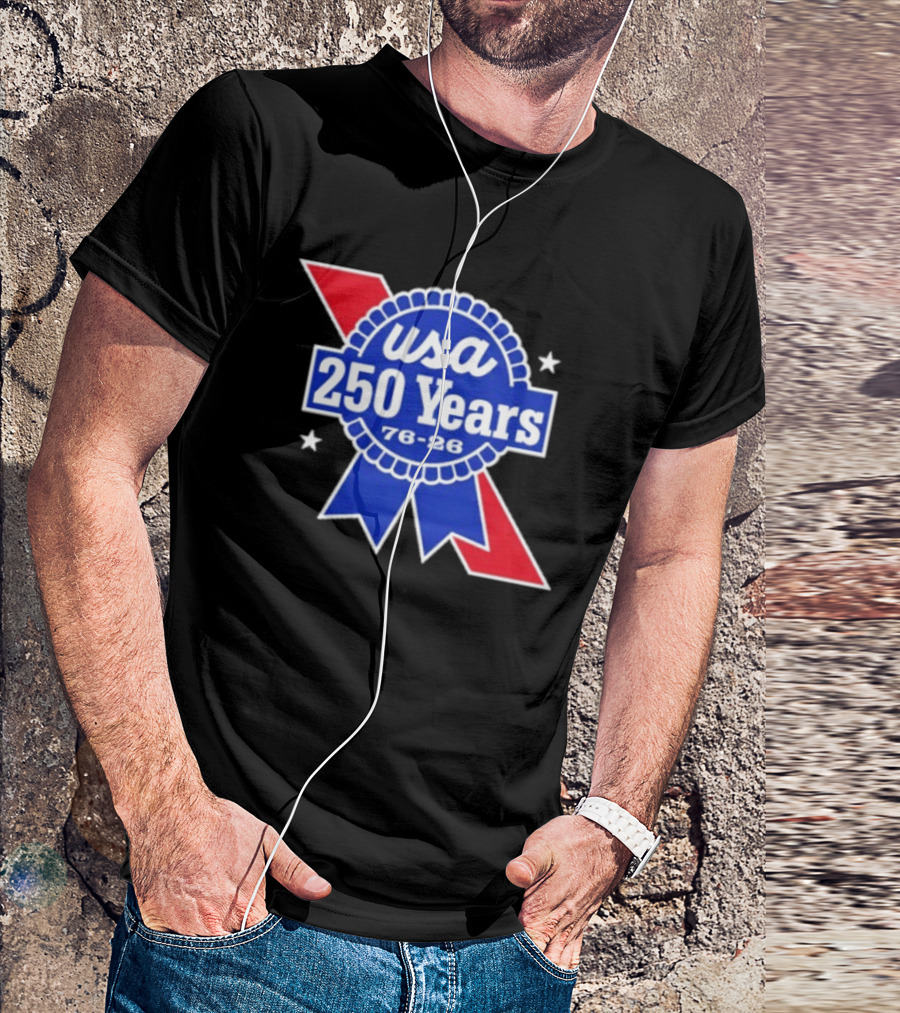 USA 250 Years Blue Ribbon 76 26 Celebration Stars T-Shirt