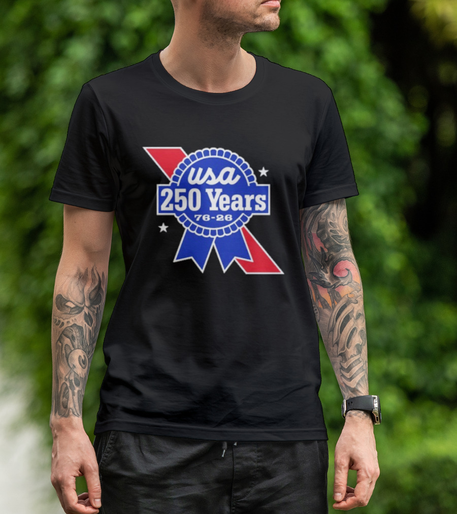 USA 250 Years Blue Ribbon 76 26 Celebration Stars T-Shirt
