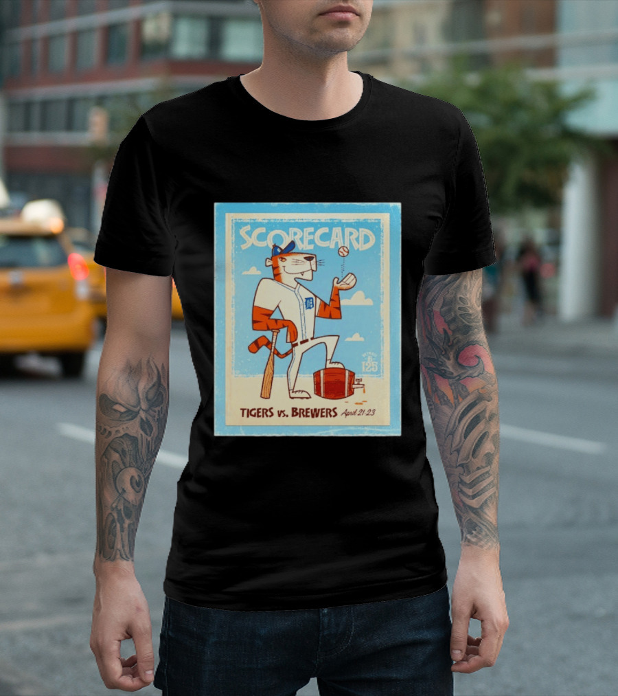 Scorecard Tigers Vs Brewers April 21 23 Retro 125 T-Shirt