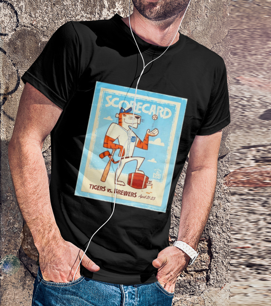 Scorecard Tigers Vs Brewers April 21 23 Retro 125 T-Shirt