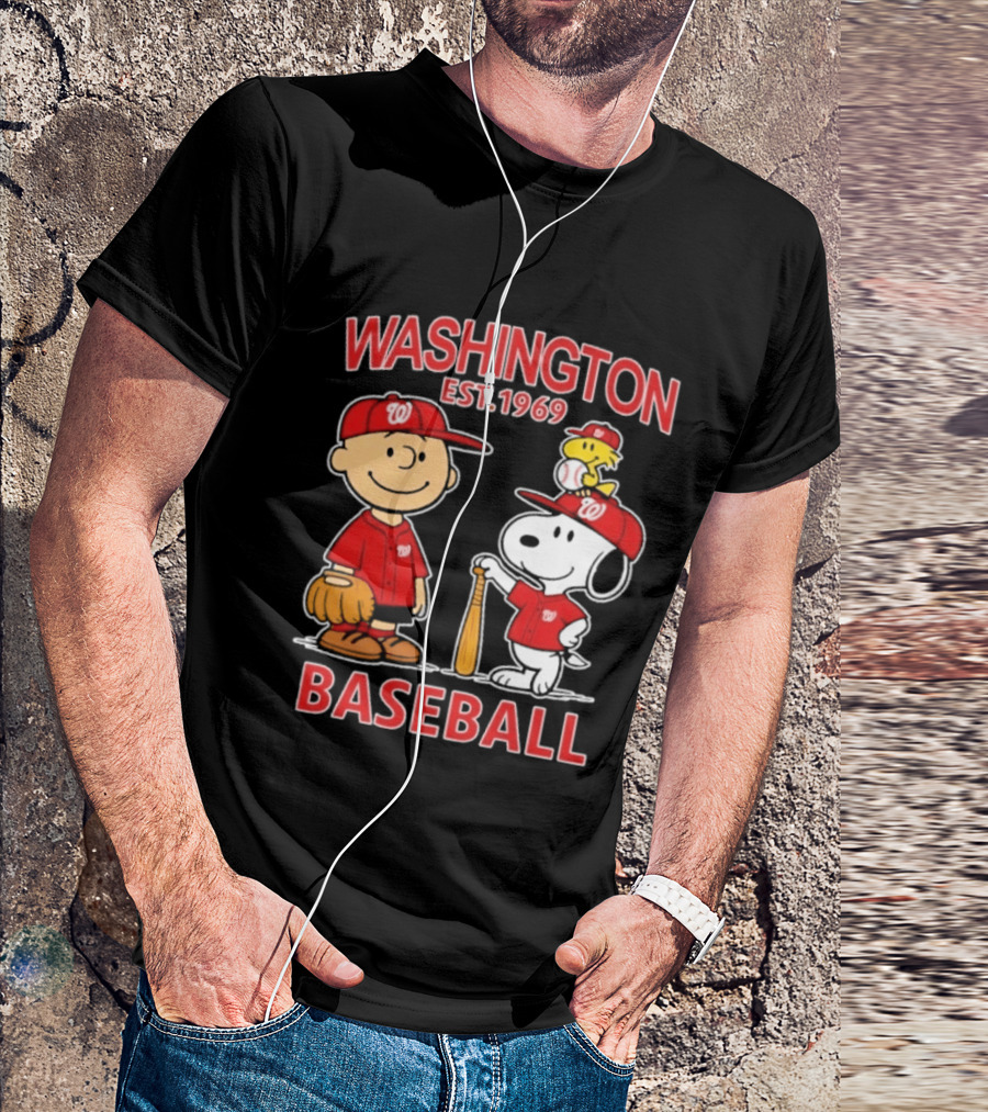 Washington Est. 1969 Snoopy Woodstock Baseball Redcaps T-Shirt