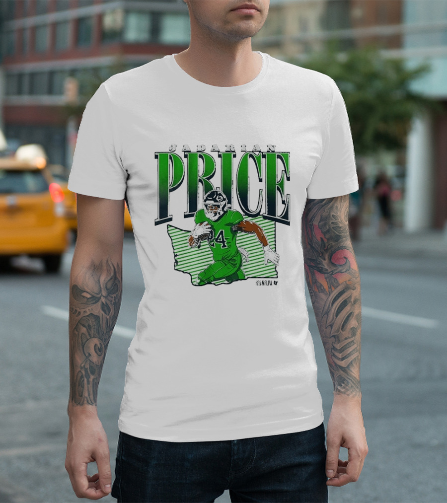 Jadarian Price 24 Green Football Graphic Remix T-Shirt