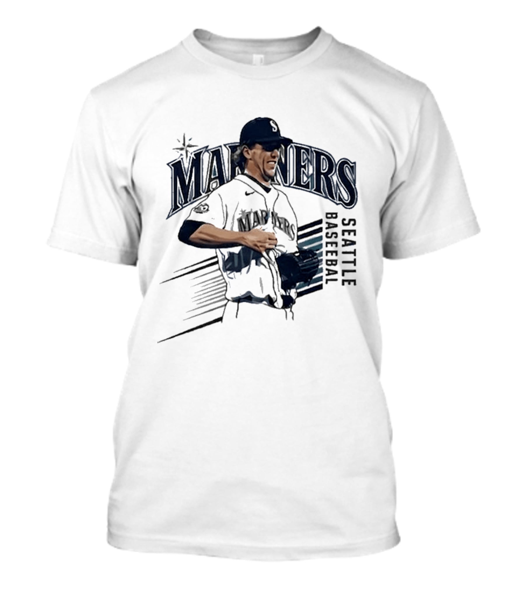 Seattle Mariners Logan Gilbert Pitcher Catches Ball Baseball T-Shirt