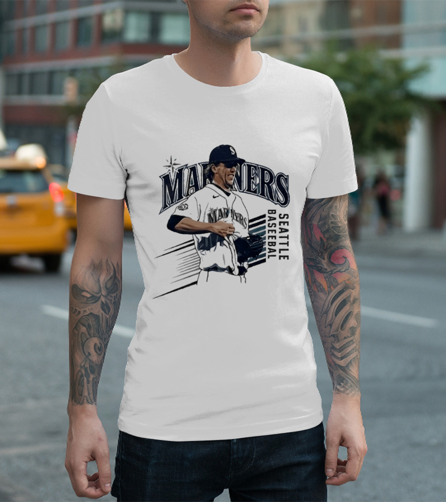 Seattle Mariners Logan Gilbert Pitcher Catches Ball Baseball T-Shirt