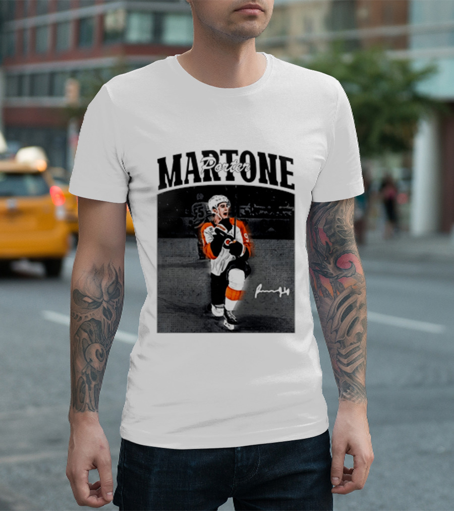 Porter Martone Fly Hockey Celebration With Signature T-Shirt