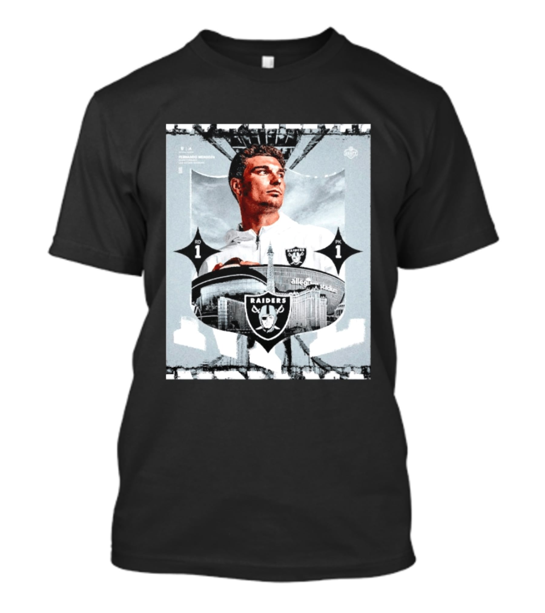 Fernando Mendoza Raiders Allegiant Stadium RD 1 PK 1 T-Shirt