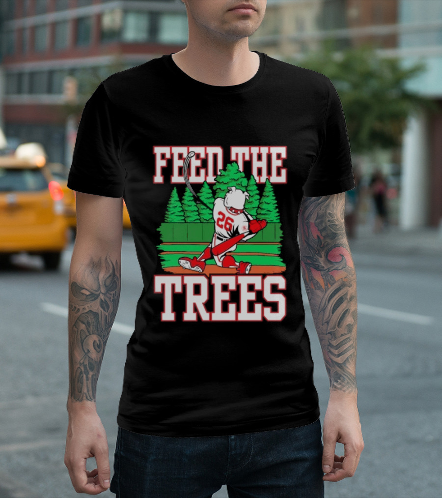 Georgia Bulldogs Feed The Trees Baseball 26 Player Swinging Bat T-Shirt