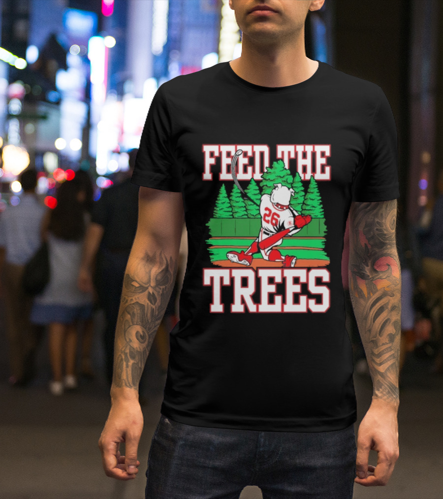 Georgia Bulldogs Feed The Trees Baseball 26 Player Swinging Bat T-Shirt