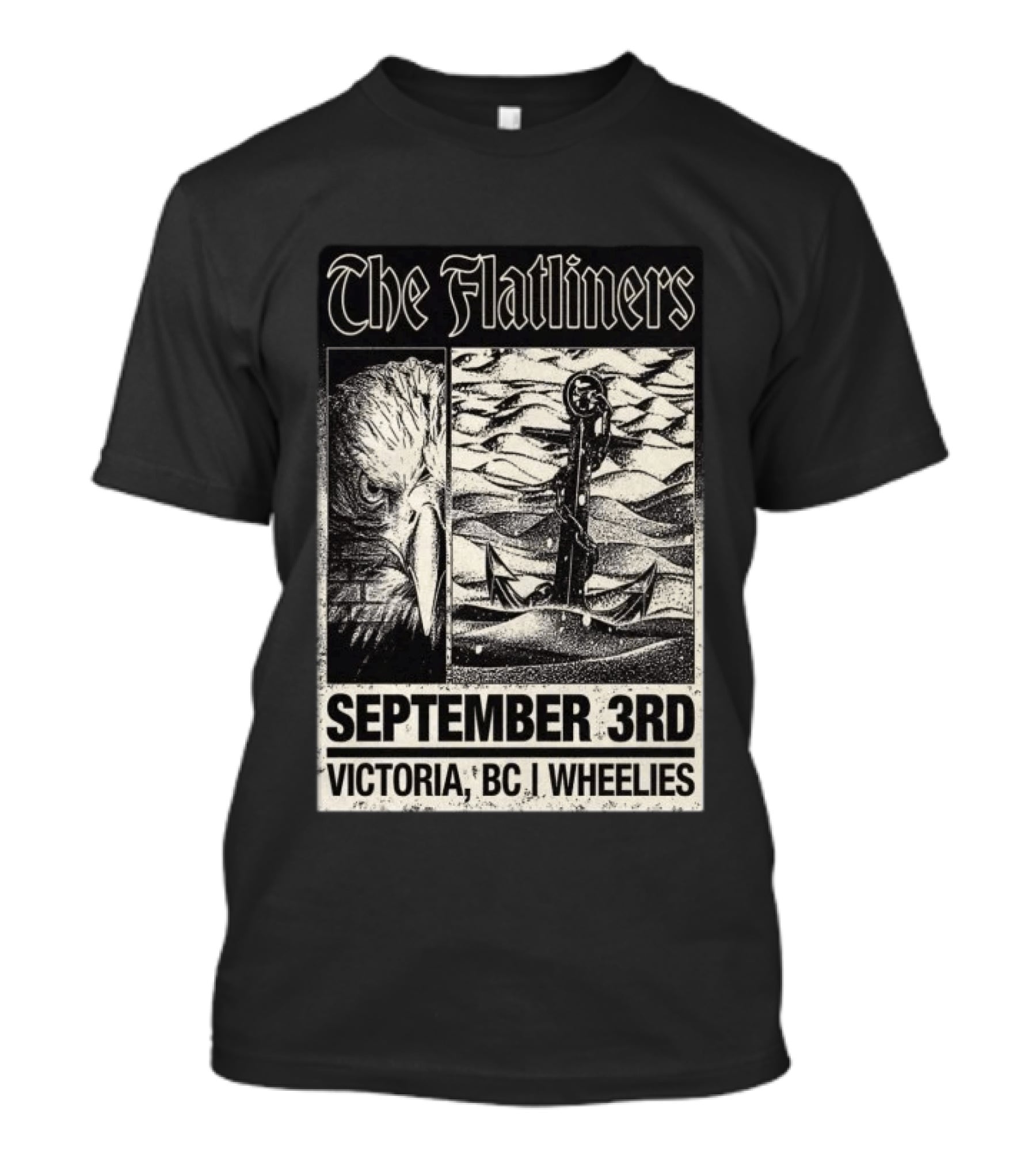 The Flatliners September 3rd Victoria BC Wheelies Eagle Anchor T-Shirt