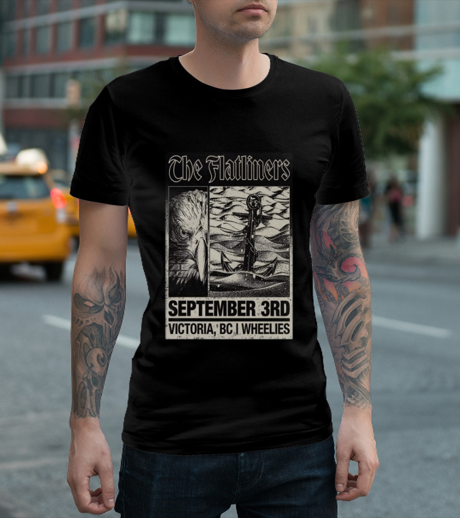 The Flatliners September 3rd Victoria BC Wheelies Eagle Anchor T-Shirt