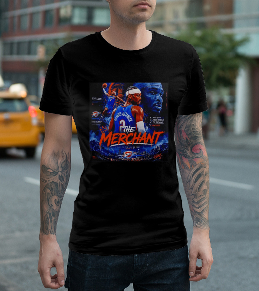 Shai Gilgeous Alexander The Merchant Oklahoma City Thunder Buckets Collage T-Shirt