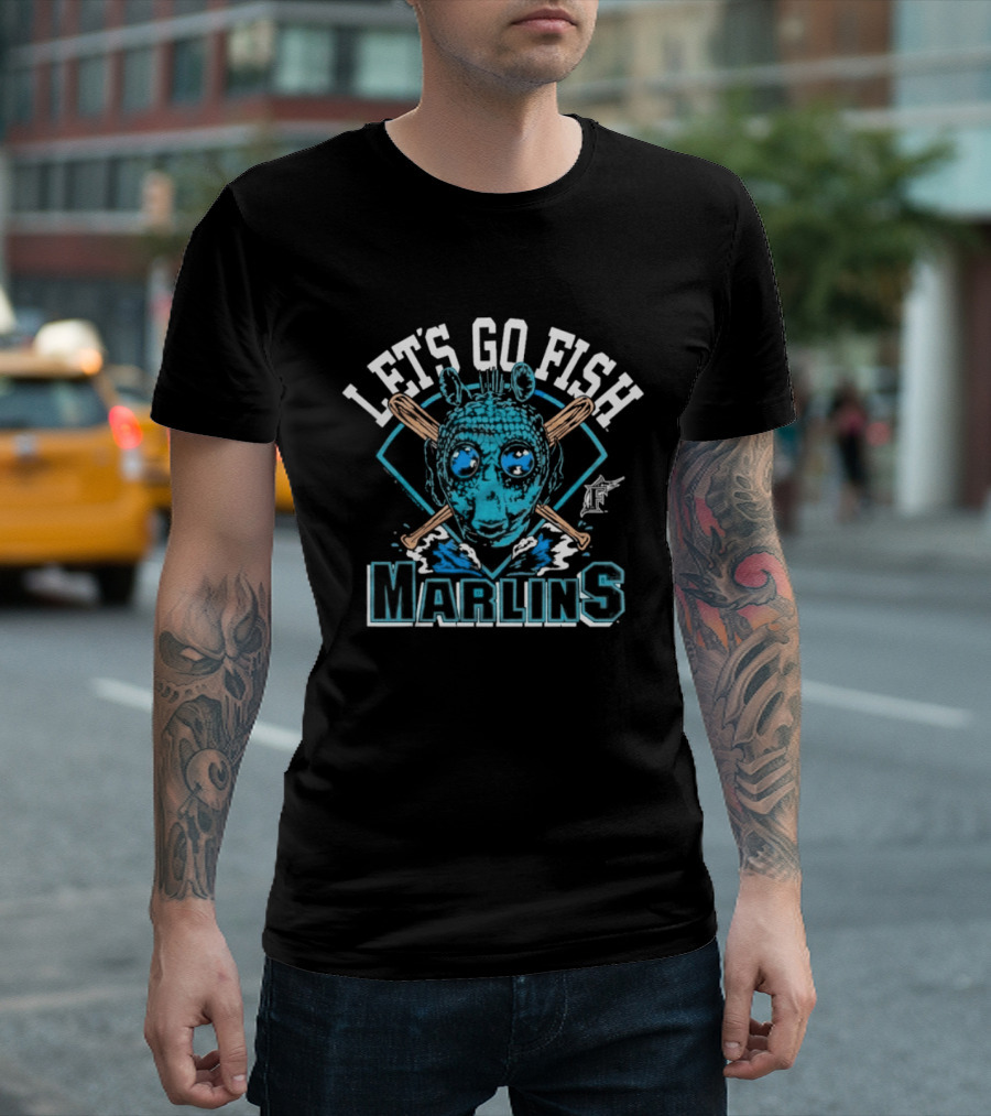 Star Wars X MLB 2026 Star Wars Day Miami Marlins Dark Side Greedo Let's Go Fish Marlins T-Shirt