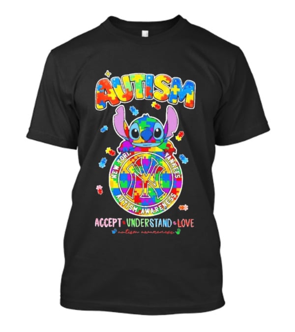 New York Yankees Stitch Autism Awareness Accept Understand Love T-Shirt
