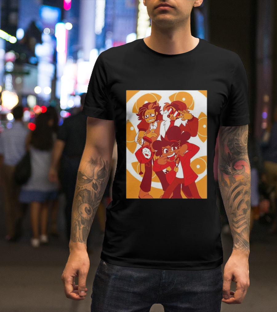 Epilogue Mural Red And White Cartoon Characters With Unique Hairstyles And Outfits T-Shirt