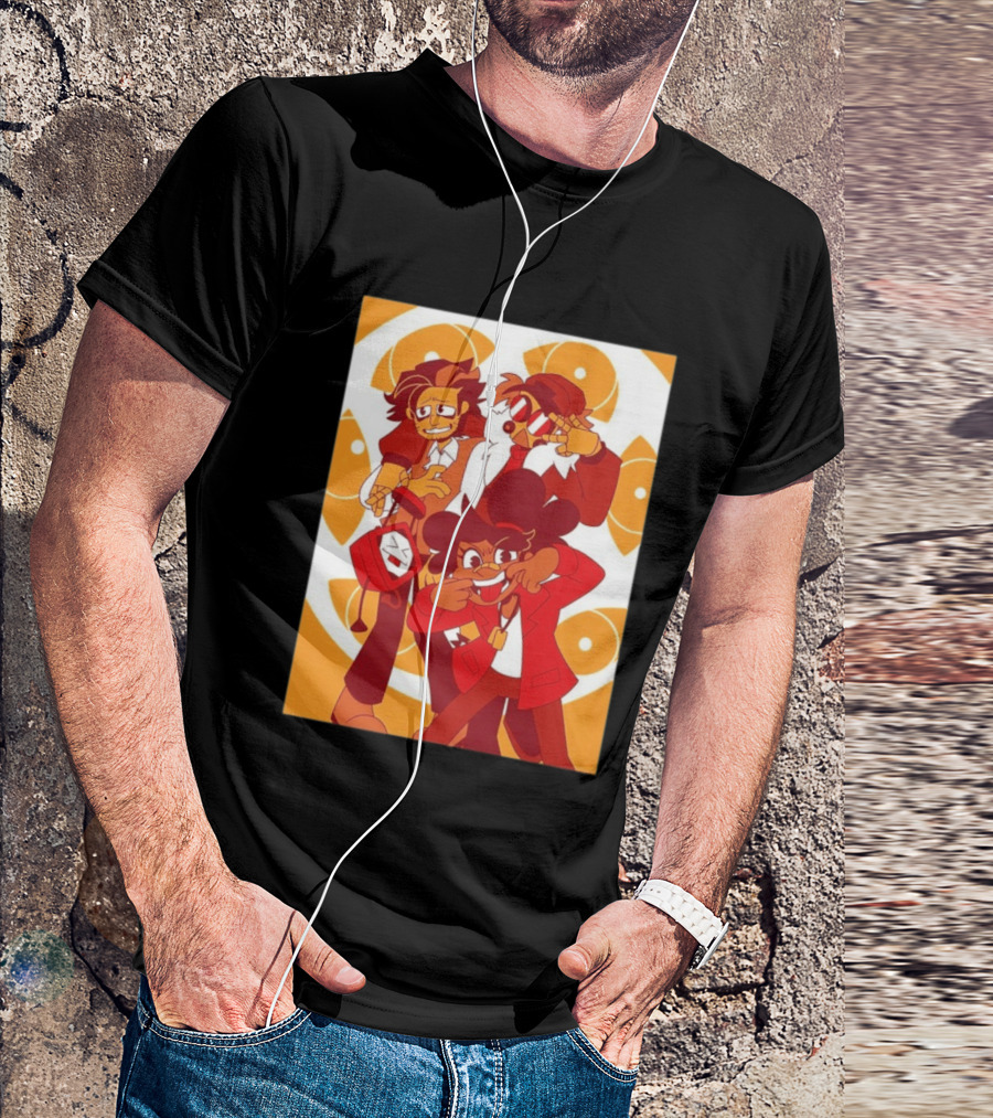 Epilogue Mural Red And White Cartoon Characters With Unique Hairstyles And Outfits T-Shirt