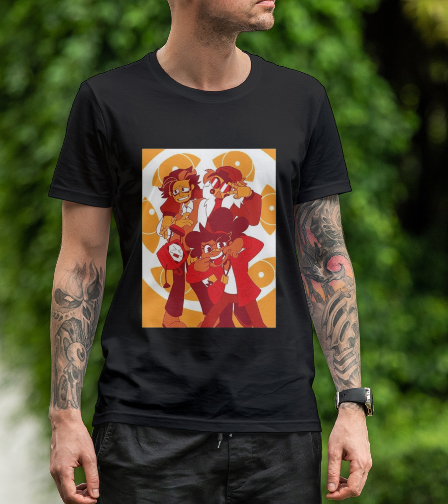 Epilogue Mural Red And White Cartoon Characters With Unique Hairstyles And Outfits T-Shirt