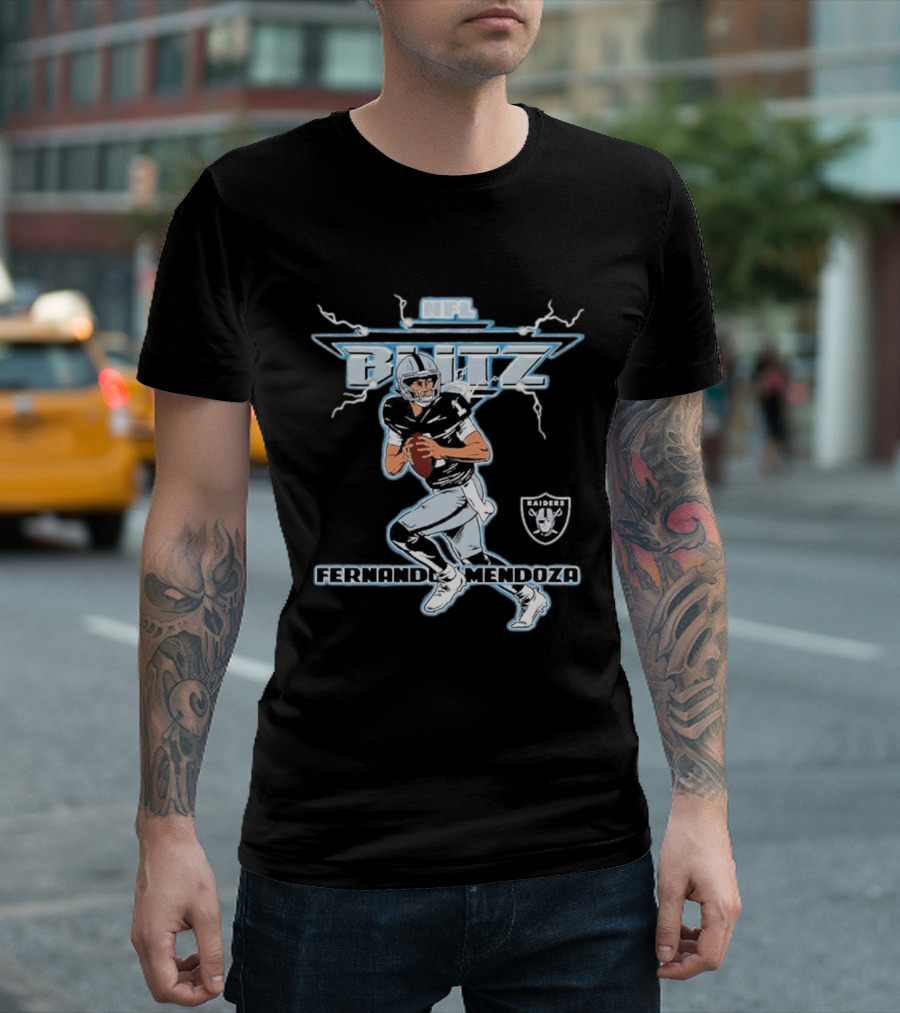 NFL Blitz Fernando Mendoza Raiders Football 2026 Draft Pick Player T-Shirt