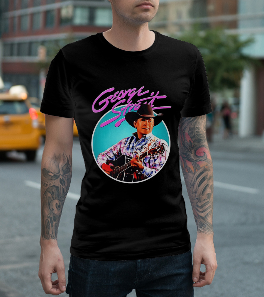 George Strait Country Music Legend Cowboy Hat And Guitar T-Shirt