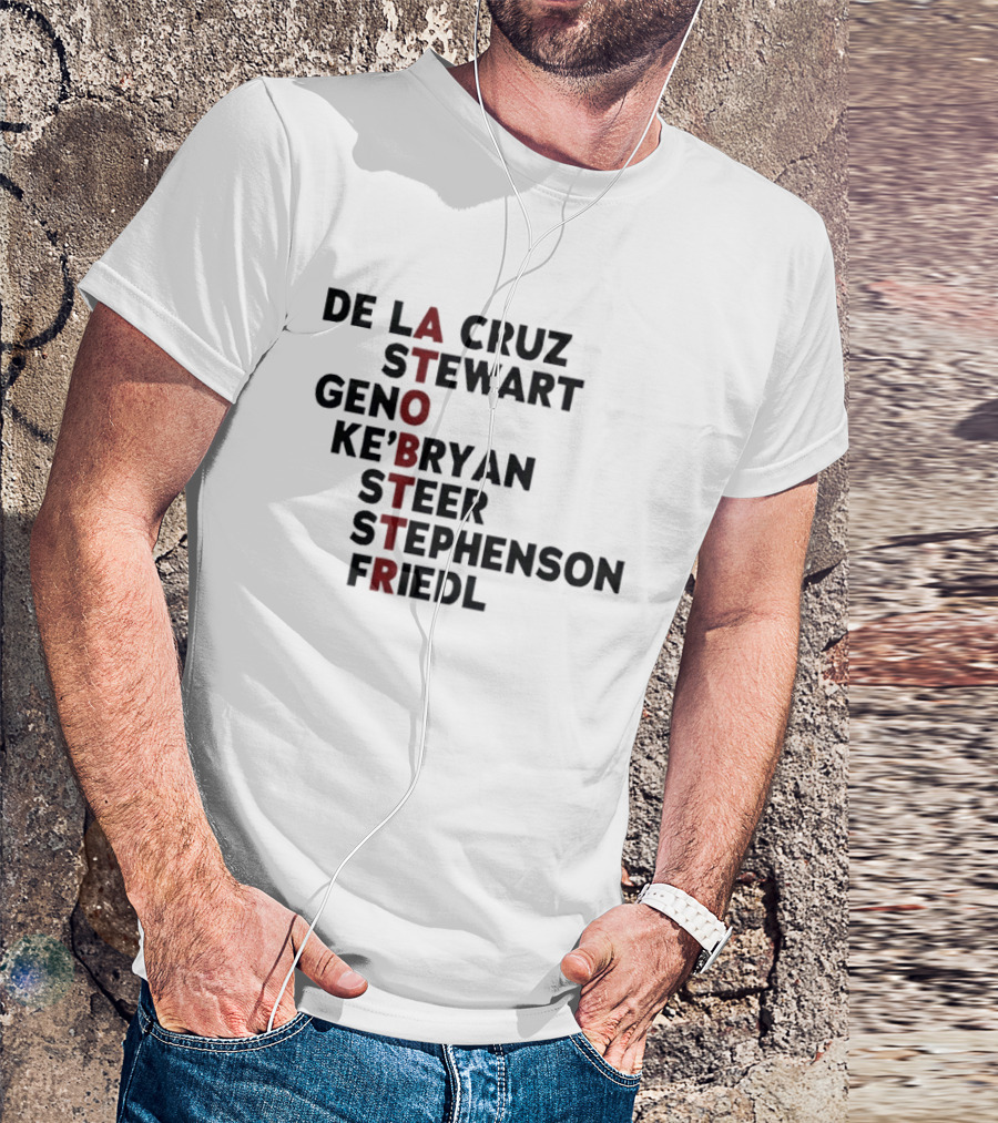 Cincinnati Baseball De La Cruz Stewart Geno Ke'Bryan Steer Stephenson Friedl ATOBTTR Names T-Shirt
