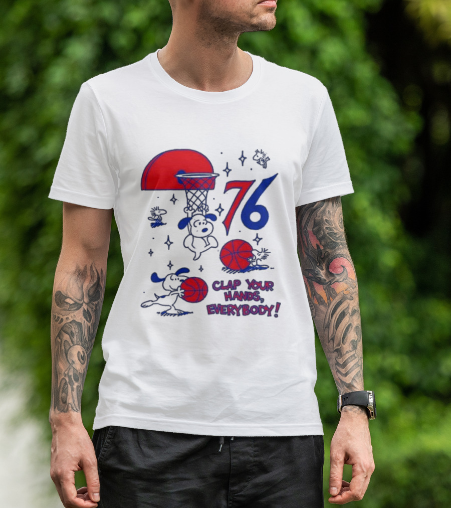 Ghost Bongo Sixers 76 Clap Your Hands Everybody Basketball Stars T-Shirt