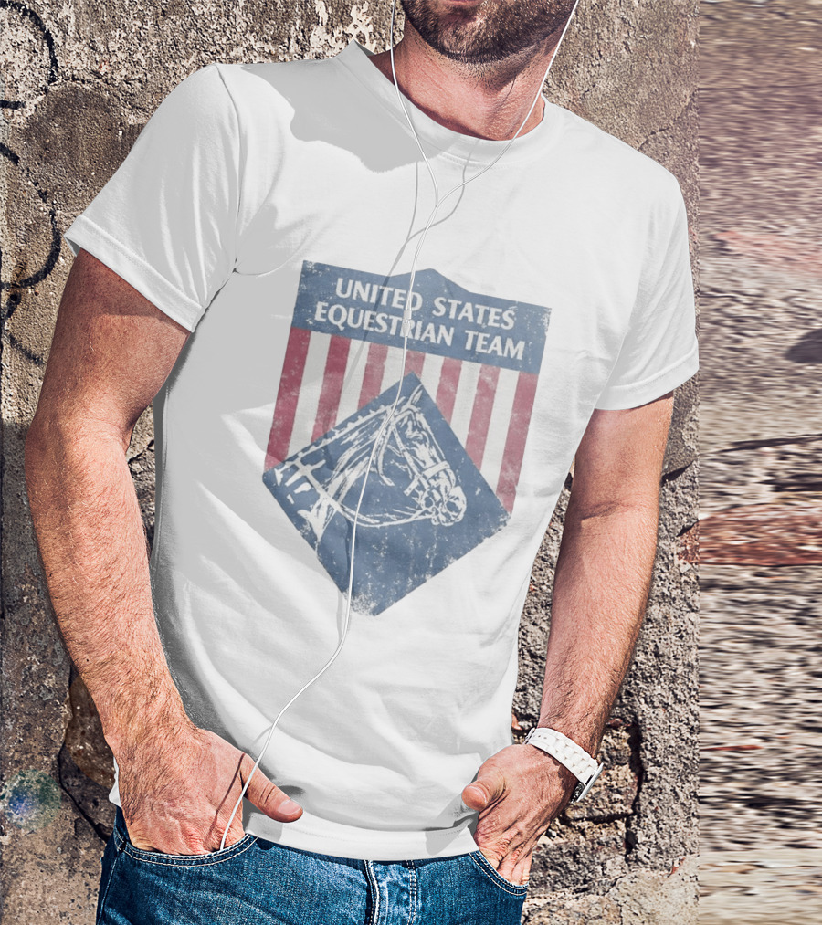 United States Equestrian Team Vintage Horse Graphic Stripes T-Shirt