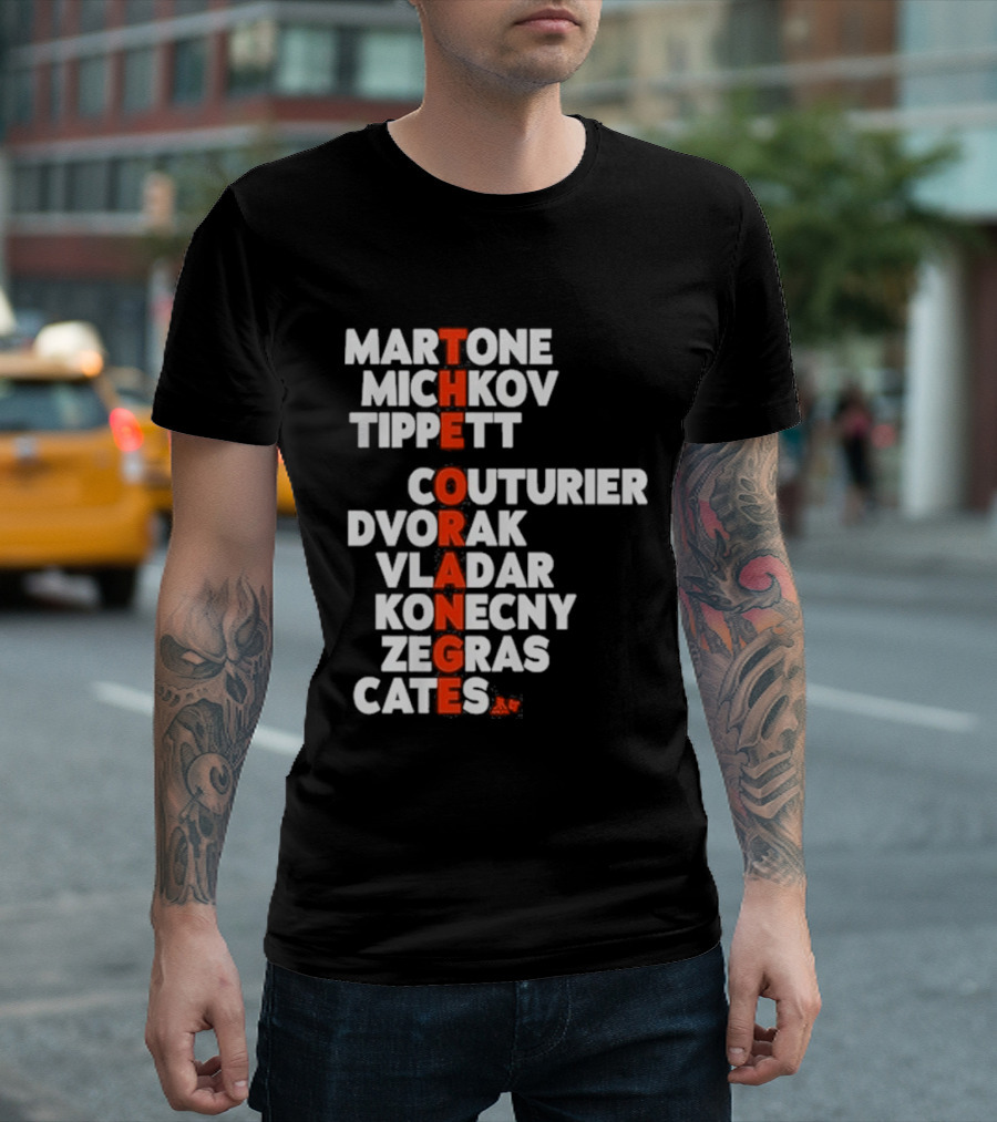 Philadelphia Hockey Martone Michkov Tippett The Orange Names Couturier Dvorak Vladar Konecny Zegras Cates T-Shirt