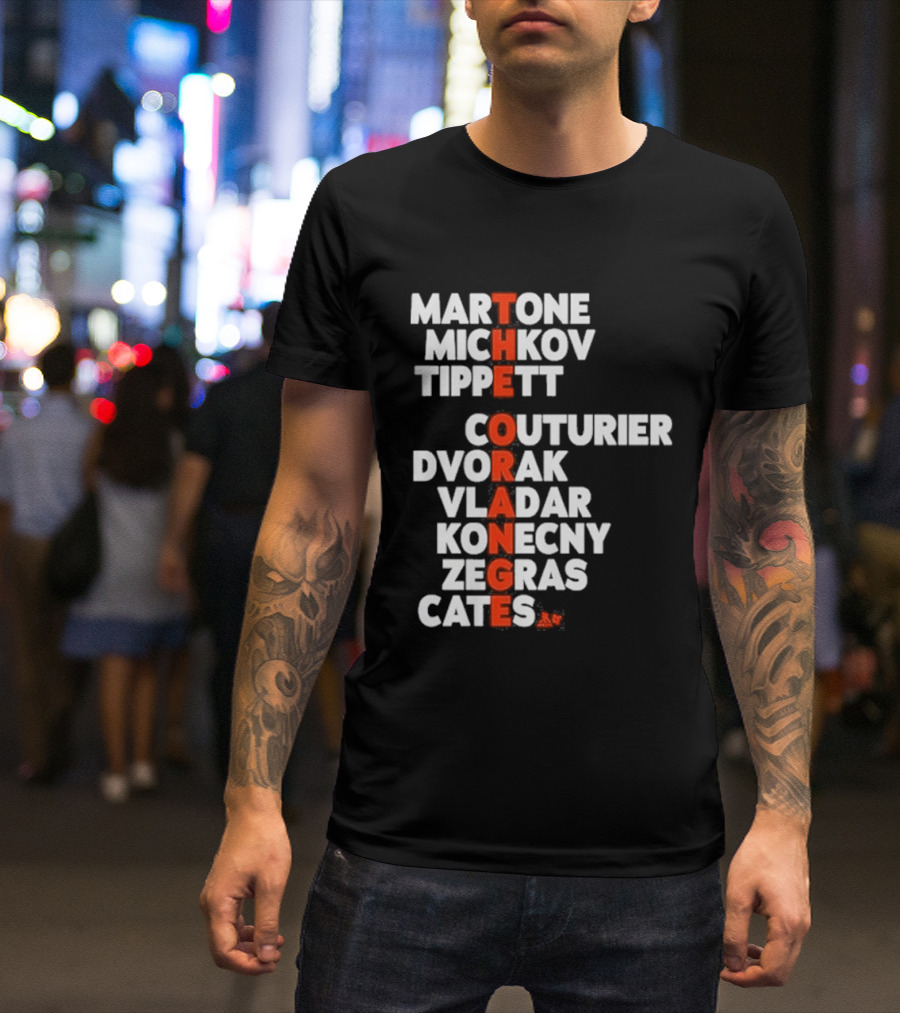 Philadelphia Hockey Martone Michkov Tippett The Orange Names Couturier Dvorak Vladar Konecny Zegras Cates T-Shirt