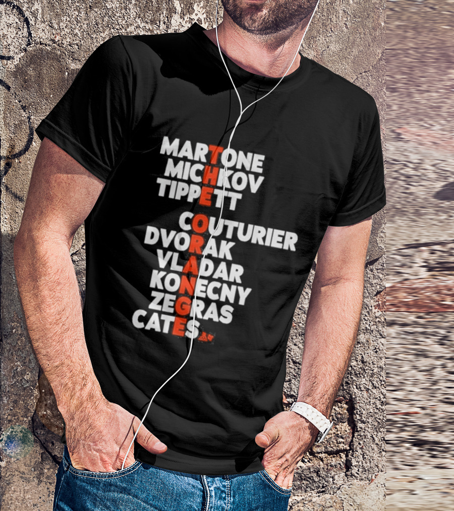 Philadelphia Hockey Martone Michkov Tippett The Orange Names Couturier Dvorak Vladar Konecny Zegras Cates T-Shirt