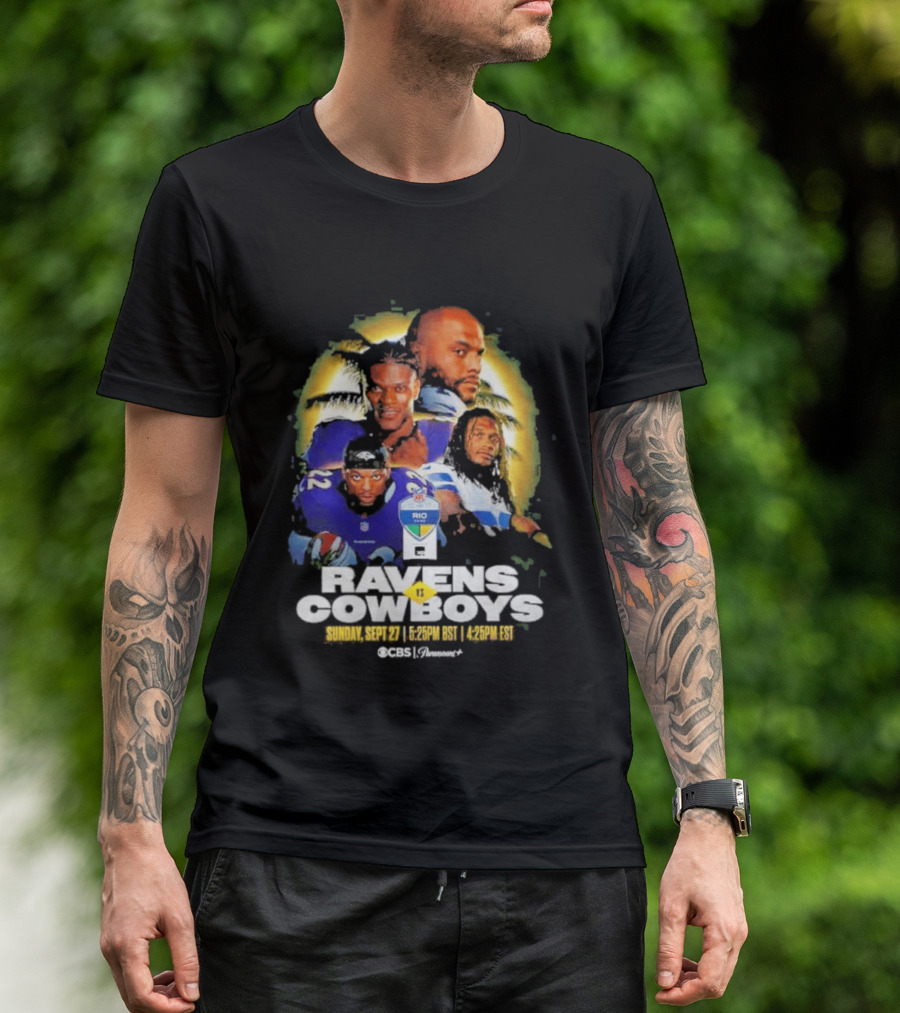 Rio Game 2026 Baltimore Ravens Vs Dallas Cowboys September 27 Matchup Sunday 1 P.M. BRT T-Shirt