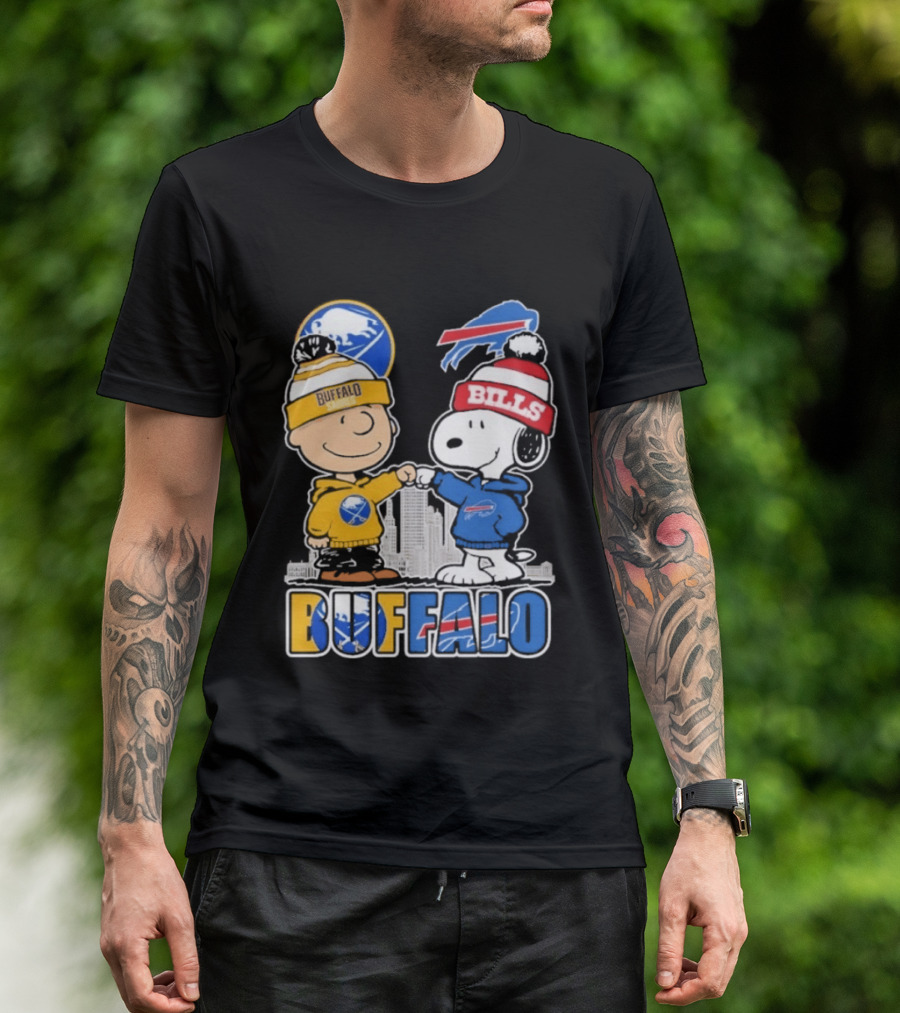 Buffalo Peanuts Fist Bump Sabres Bills Collaboration T-Shirt