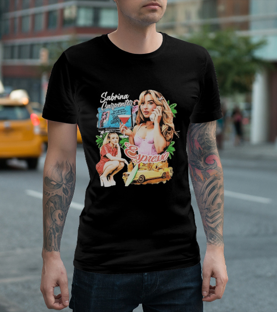 Sabrina Carpenter Espresso She's Gonna Make You Come Surf Vibes T-Shirt