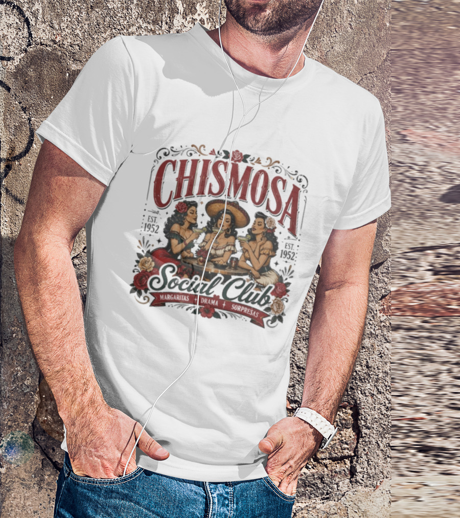 Chismosa Social Club Margaritas Drama Sorpresas Vintage Style 1952 Social Club T-Shirt
