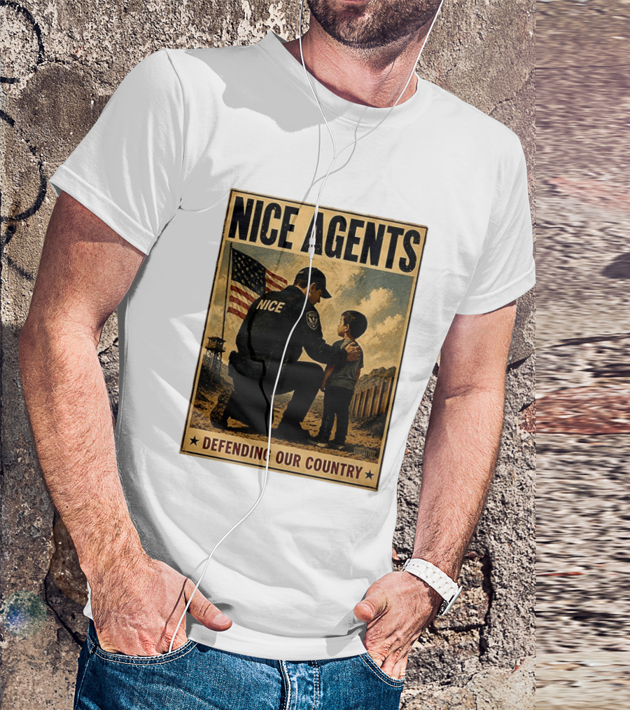 Nice Agents Defending Our Country Flag Patch Officer And Child T-Shirt