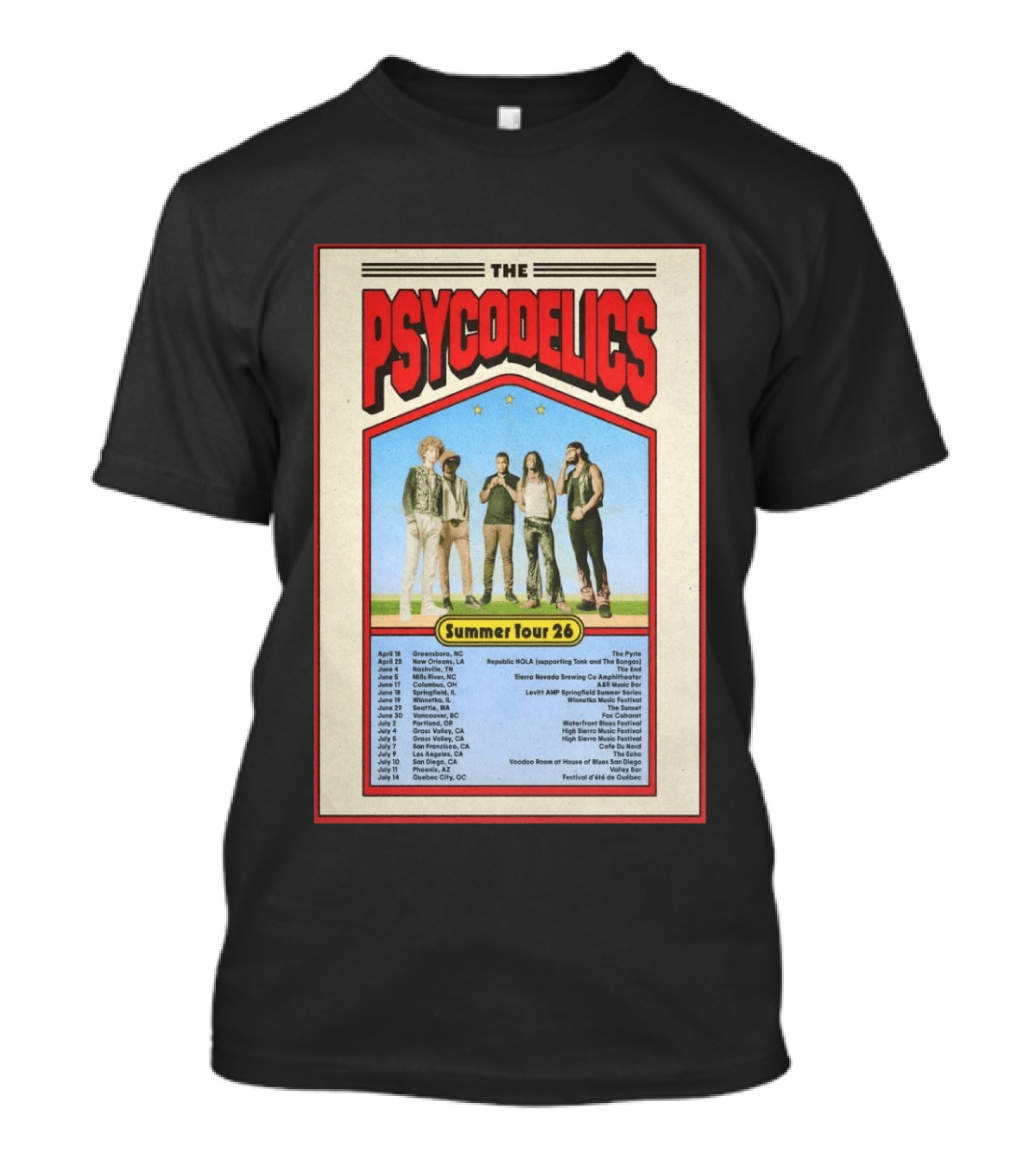 The Psycodelics Summer Tour 26 Concert Dates And Locations T-Shirt