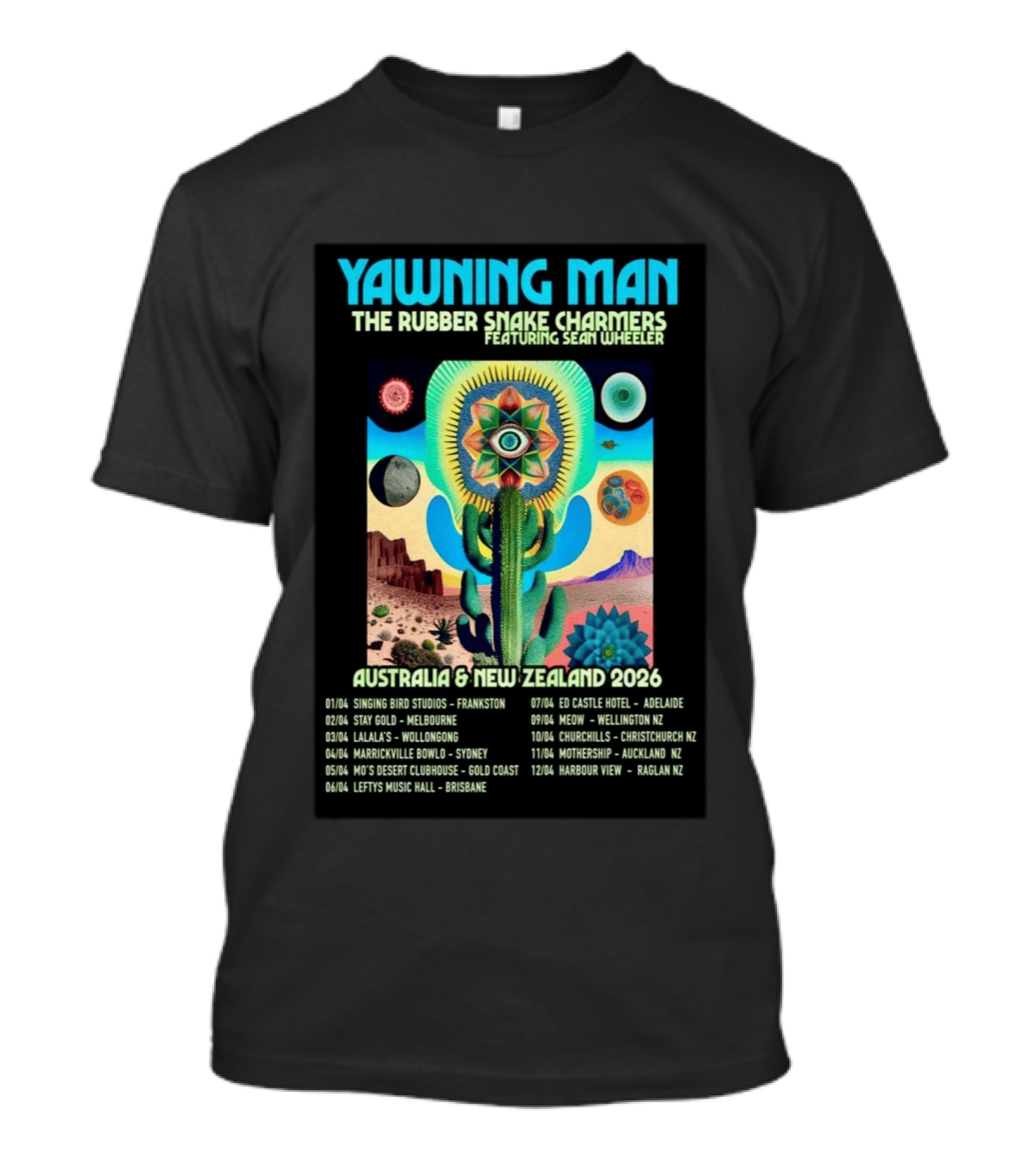 Yawning Man The Rubber Snake Charmers Featuring Sean Wheeler Australia & New Zealand 2026 Tour T-Shirt