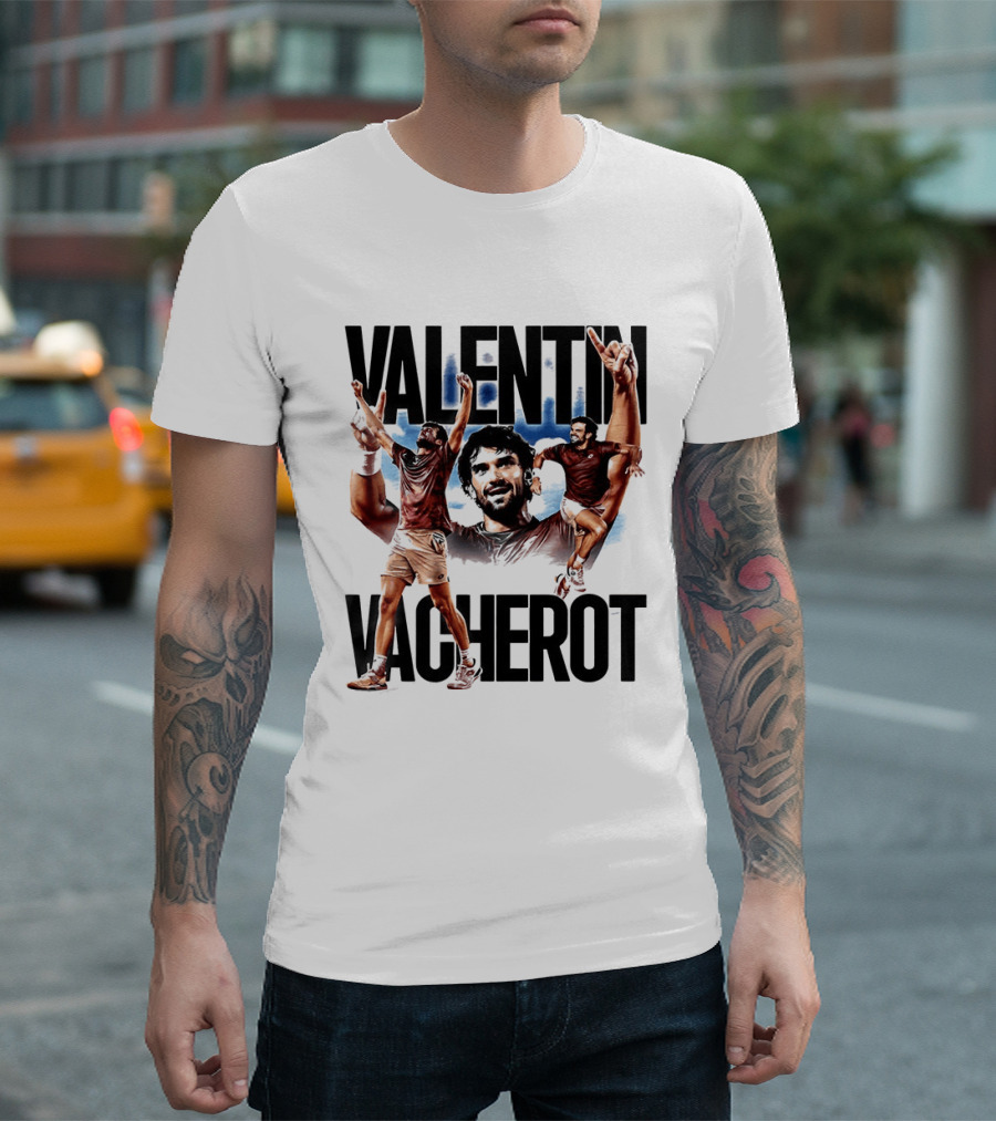 Valentin Vacherot Tennis Player Action Pose Montage T-Shirt
