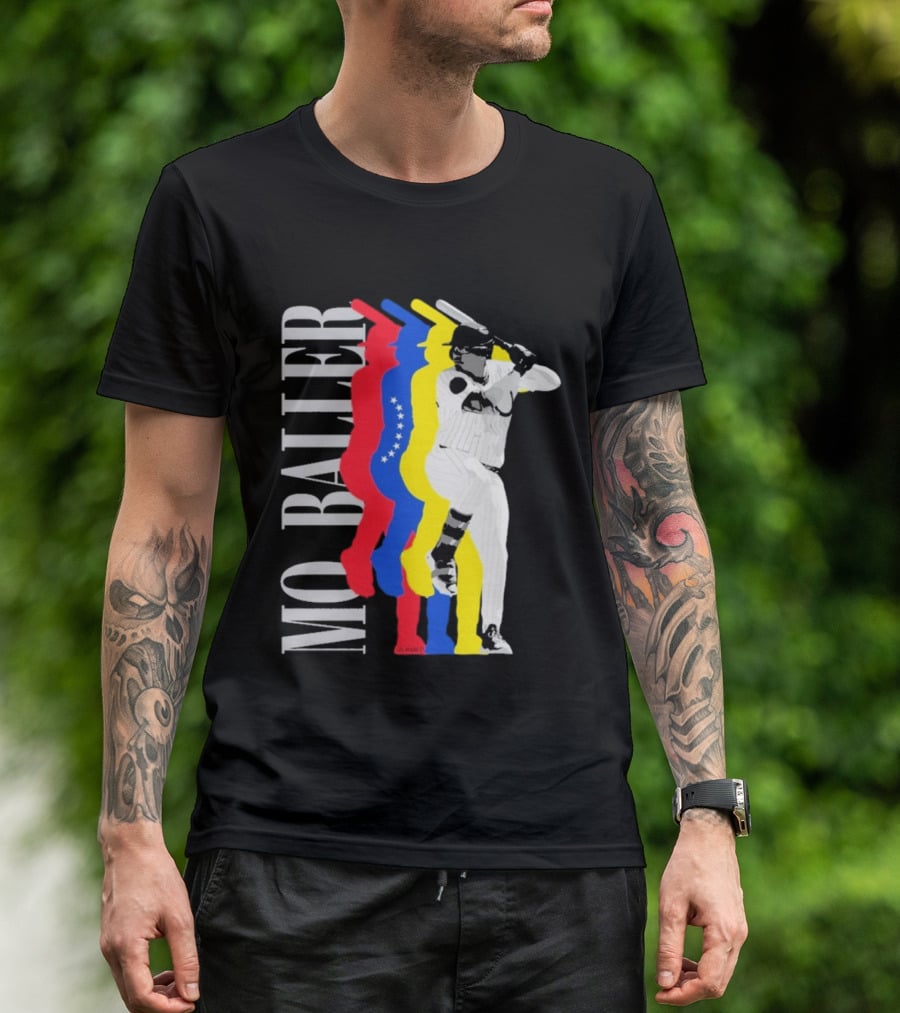 Mo Baller Venezuela Flag Baseball Batting Pose T-Shirt