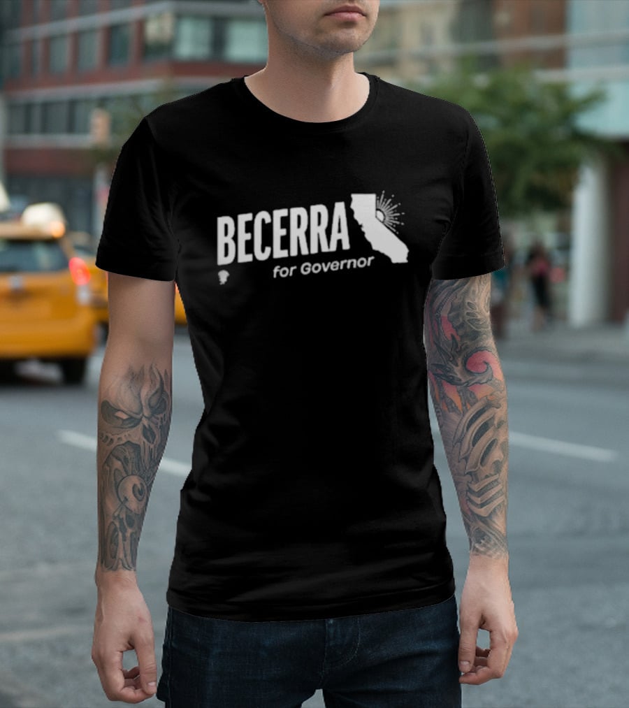 Becerra For Governor Xavier Becerra 2026 California Map Sunburst T-Shirt