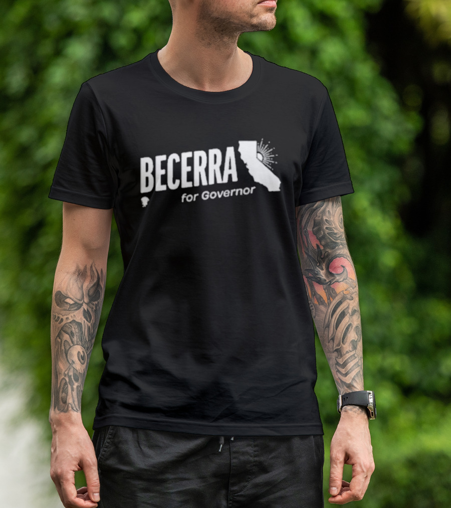 Becerra For Governor Xavier Becerra 2026 California Map Sunburst T-Shirt