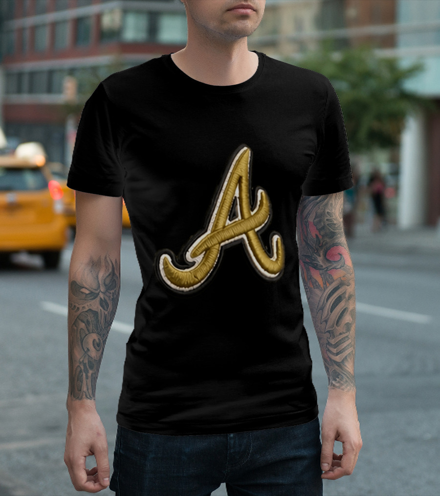 Atlanta Braves Armed Forces 2026 Hat Gold Embroidered A T-Shirt