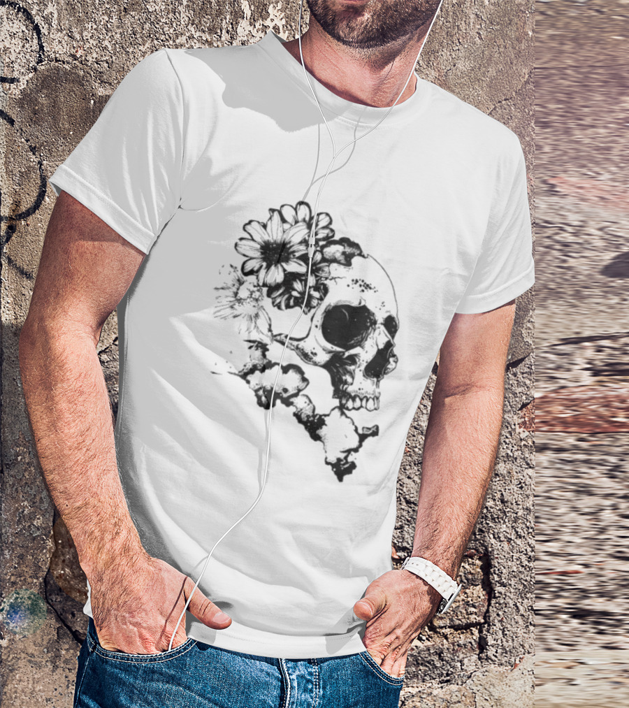 Emery Blooming Skull Watermelon Floral Aesthetic T-Shirt