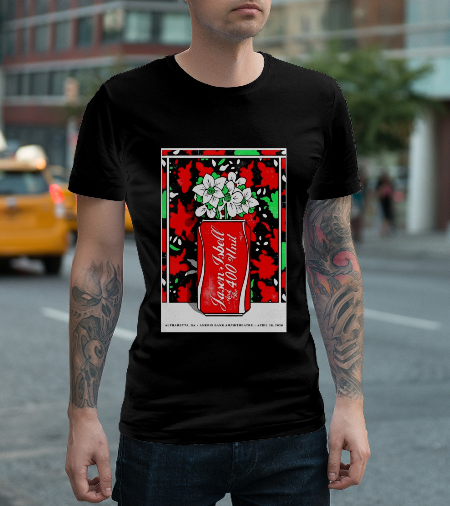 Jason Isbell And The 400 Unit Alpharetta GA Ameris Bank Amphitheatre April 28 2026 Floral Can T-Shirt