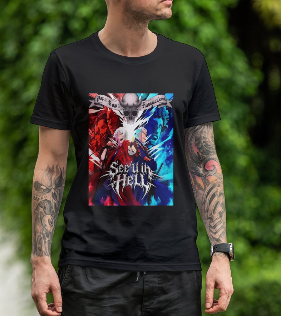 Papa Roach Hanumankind Devil May Cry Season 2 See U In Hell Song T-Shirt