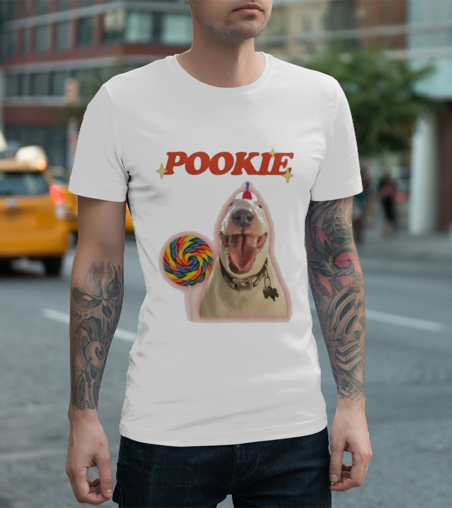 MisterMainer Pookie Bull Terrier Dog With Lollipop T-Shirt