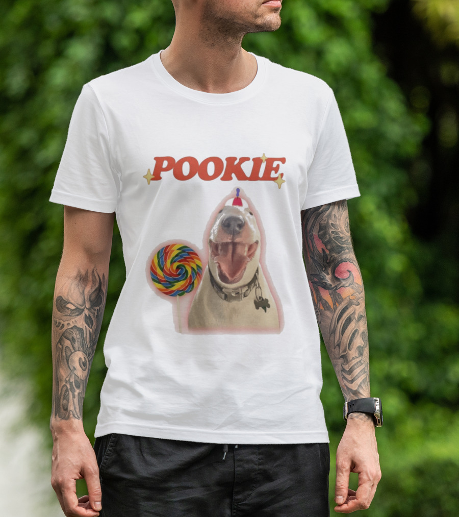 MisterMainer Pookie Bull Terrier Dog With Lollipop T-Shirt