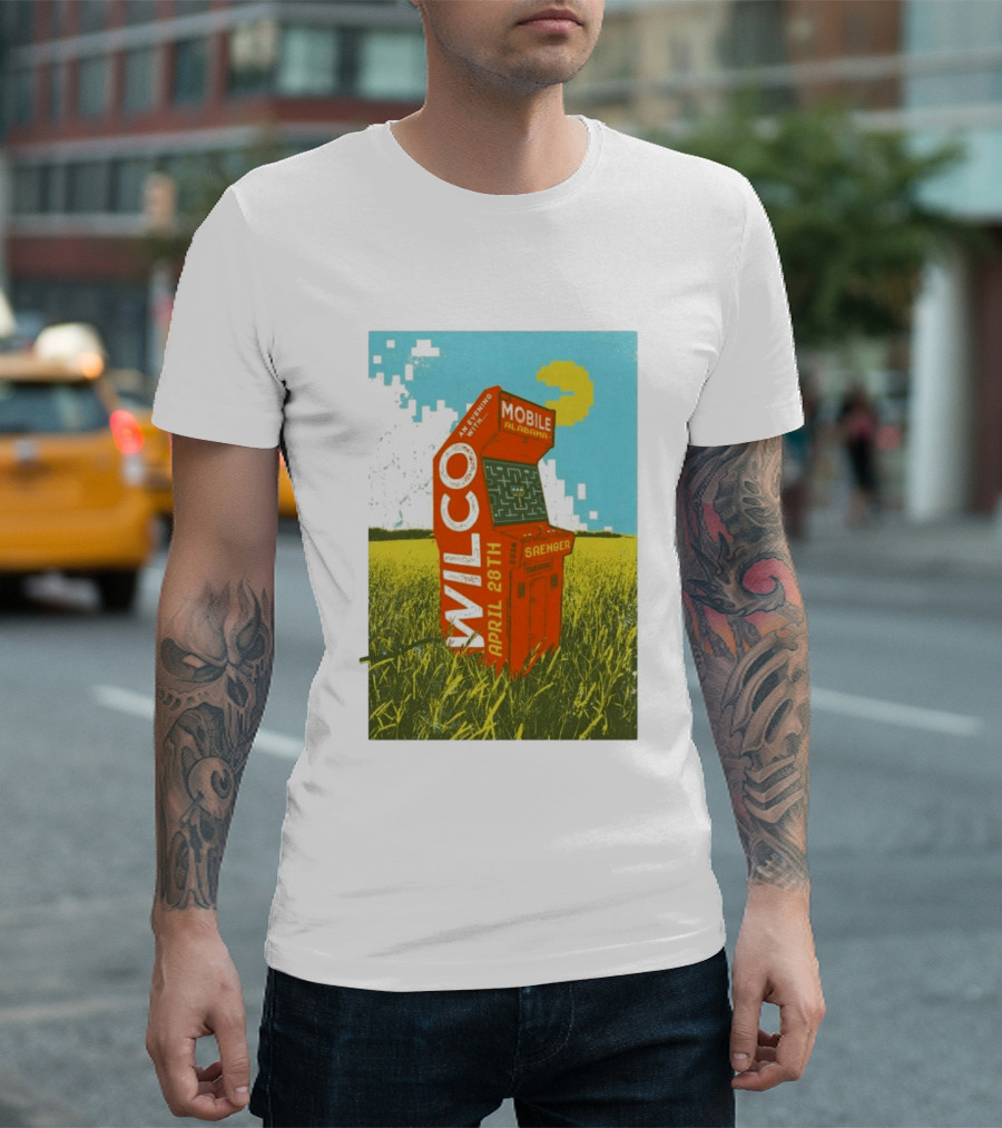 Wilco Saenger Mobile Alabama April 28th Arcade Retro Concert T-Shirt