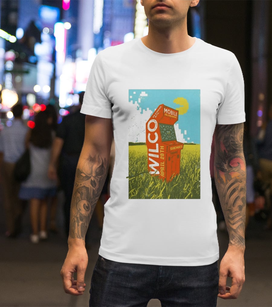 Wilco Saenger Mobile Alabama April 28th Arcade Retro Concert T-Shirt